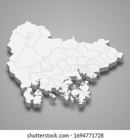3d map of South Gyeongsang province is a region of South Korea