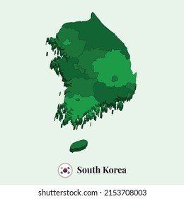 3D Map of South Korea, Vector illustration Stock Photos, Designs