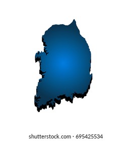 3D Map South Korea. Vector Illustration