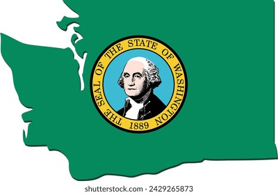 3D map of the state of Washington in the colors of the state flag (cut out)