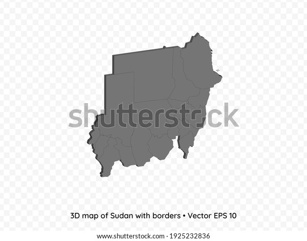 3d Map Sudan Borders Isolated On Stock Vector Royalty Free 1925232836   3d Map Sudan Borders Isolated 600w 1925232836 