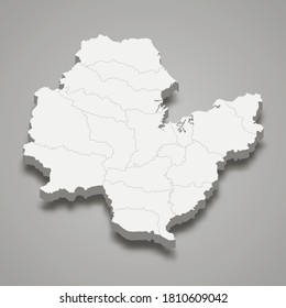3d map of Surat Thani is a province of Thailand. Vector illustration