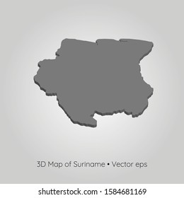 3D map of Suriname, vector eps