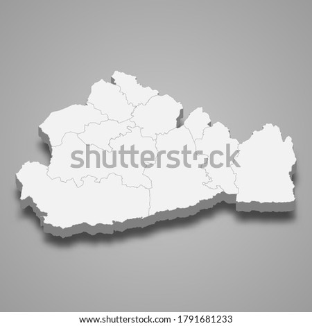 3d map of Surrey is a ceremonial county of England, vector illustration