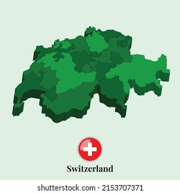 Mapa 3D de Suiza, Ilustración vectorial Fotos, Diseños