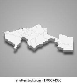 Mapa 3d de Tabasco es un estado de México, ilustración vectorial