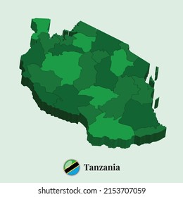 Mapa 3D de Tanzania, Ilustración vectorial Fotos de stock, diseños