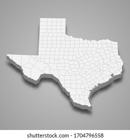 3d Map Of Texas Is A State Of United States