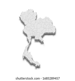 3d map of Thailand with borders of regions