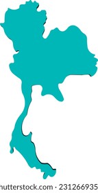 3d map of Thailand with borders of regions