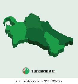 3D Map of Turkmenistan, Vector illustration Stock Photos, Designs