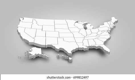 3D Map Of United State Of America .