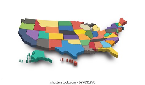 3D Map Of United State Of America .