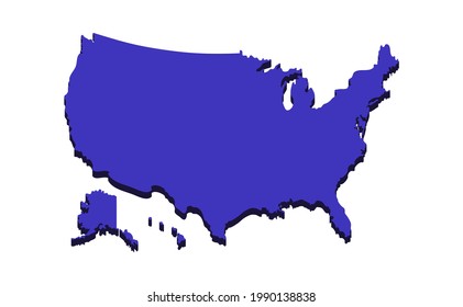 3D map of United States of America (USA) with rounded cartoon style