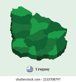 3D Map of Uruguay, Vector illustration Stock Photos, Designs