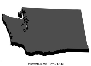 3D Map of the U.S. state of Washington .Vector illustration