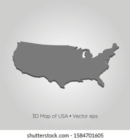 3D map of USA, vector eps