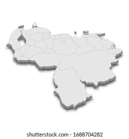 3D-Karte Venezuelas mit Grenzen der Regionen