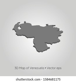 3D map of Venezuela, vector eps
