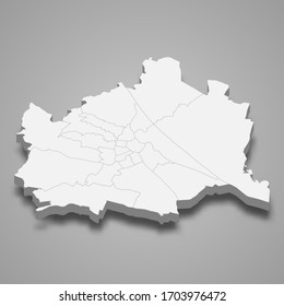 3d map of Vienna is a capital of Austria