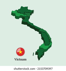 Mapa 3D de Vietnam, Ilustración vectorial Fotos de archivo, diseños