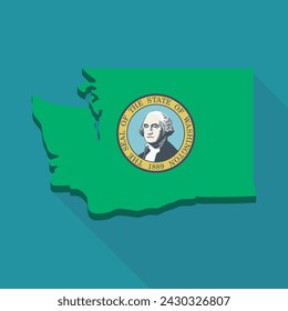 Mapa 3D de los colores de la bandera de Washington en estilo de diseño plano