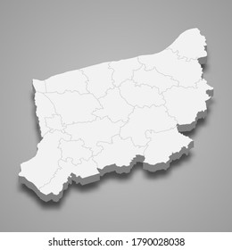 3d map of West Pomerania voivodeship is a province of Poland, vector illustration