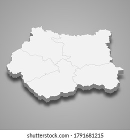 3d map of West Yorkshire is a ceremonial county of England, vector illustration