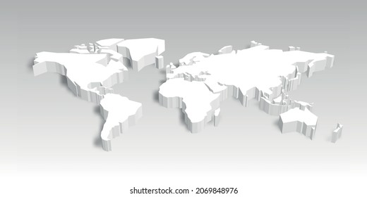 3D map of World with shadow. Vector illustration