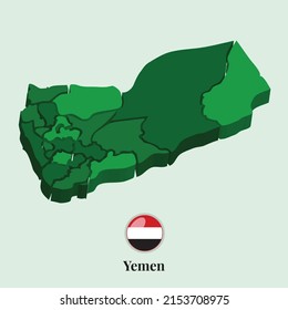 3D Map of Yemen, Vector illustration Stock Photos, Designs