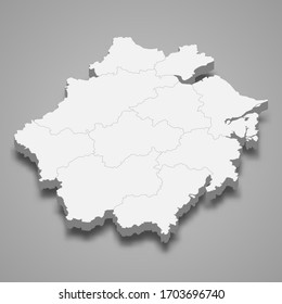3d map of Zhejiang is a province of China
