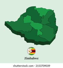 3D Map of Zimbabwe, Vector illustration Stock Photos, Designs