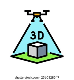 3d mapping tool aerial vehicle color icon vector. 3d mapping tool aerial vehicle sign. isolated symbol illustration