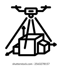 3d mapping tool aerial vehicle line icon vector. 3d mapping tool aerial vehicle sign. isolated contour symbol black illustration