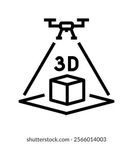 3d mapping tool aerial vehicle line icon vector. 3d mapping tool aerial vehicle sign. isolated contour symbol black illustration
