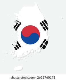 3D Maps of South Korea with South Korea Flag Asian Country