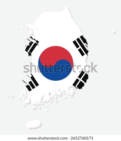 3D Maps of South Korea with South Korea Flag Asian Country