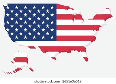 Mapas 3D de EE.UU. con la bandera de EE.UU. American Country