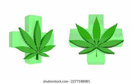 3D Marijuana leaf set Medical cannabis. illustration vector