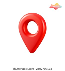 3d mark location. Location pointer. Locate pin gps map. Plastic cartoon style. 3d vector icon isolated on white background.