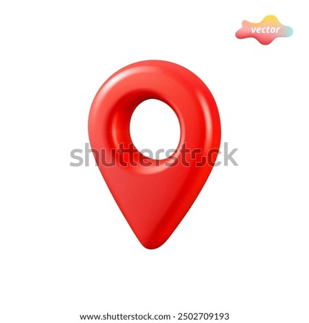 3d mark location. Location pointer. Locate pin gps map. Plastic cartoon style. 3d vector icon isolated on white background.