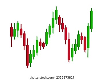 3d Market graph isolated on white background. Japanese candles. Investment concept. Candlestick Chart. Icon. Vector illustration. Prediction. Financial stock market.