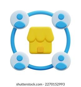 3d market icon vector. Isolated on white background. 3d market research, business and marketing concept. Cartoon minimal style. 3d consumer behaviour icon vector render illustration.