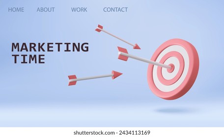 3d Marketing time concept. red target and arrows. Business finance target concept. Marketing time concept. 3d rendering. Vector illustration