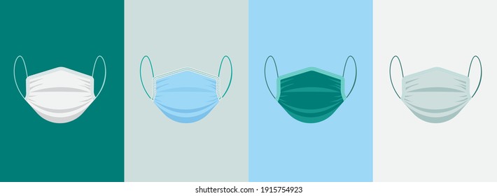 Diseño de máscara 3D. Los colores son diferentes. Azul dominante, dispositivos médicos. Cubierta de la nariz y la boca