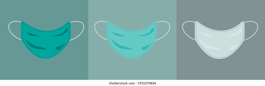 3D mask design. Different colors are different. Dominant Blue, medical devices. Cover of nose and mouth
