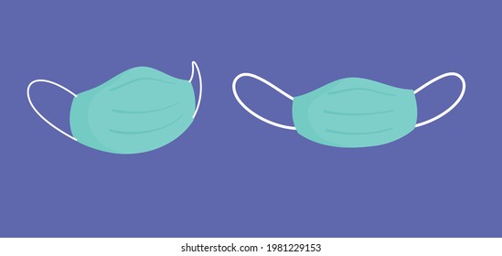 3D mask design. Key green, medical devices. Nose and mouth cover
