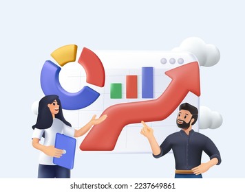 3D Master of Science in finance isolated 3D render cartoon vector illustrationt. Group of diverse people making business plan together, budget planning, study investment banking, management vector