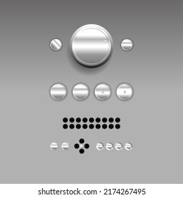 3D Matalic Buttons,Silver Metallic 3D Illustration.