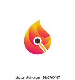 3D Match Fire Flame Hot Logo Vector Isolated Illustration